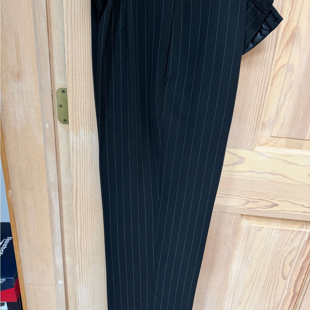Women's Black Pinstripe Suit Jacket & Pants - Picture 5 of 10